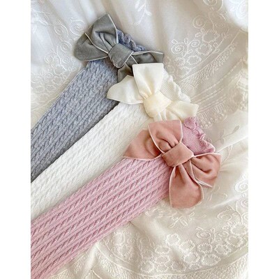 1-8Y Kids Girls Socks Baby Ribbed Knitted Stockings Knee Hig