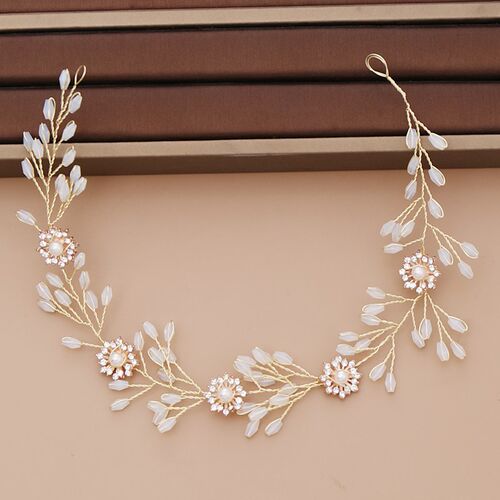 Bridal Pearl Headband Wedding Hair Accessories Rhinestone Cr