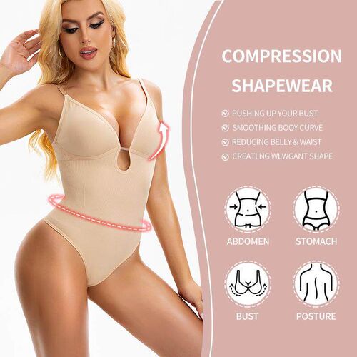 Large size womens shapewear with deep exposed back and