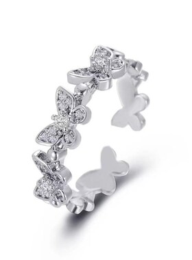New Fashion Butterfly Rings Shiny Cubic Zirconia Leaves Geom