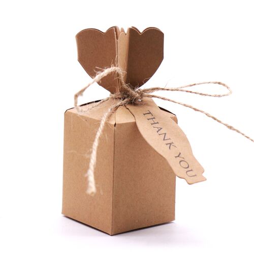 50pcs Candy bags Vintage Retro Kraft Paper Box Wedding Gift