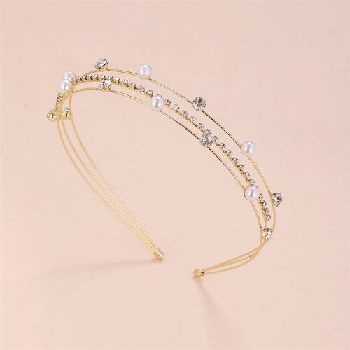 Narrow Side Pearl Headband Ins Hair Accessory Rhinestone Wav