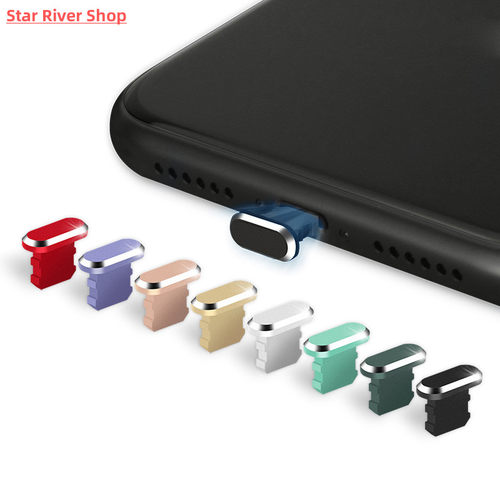 Metal Aluminium Charger Port Stopple Phone Dust Plug For iPh