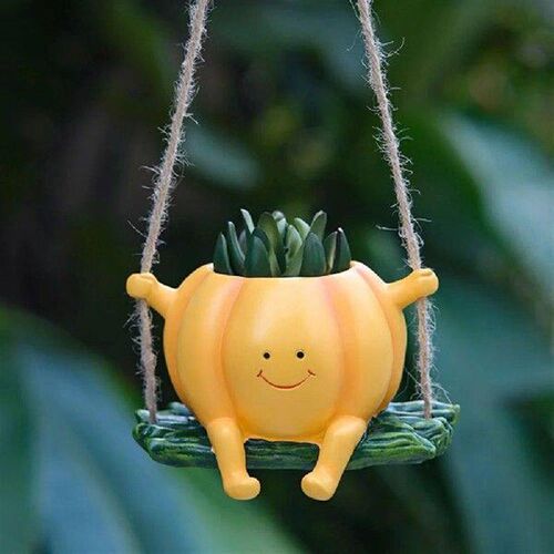 Resin Pumpkin Hanging Swing Chair Planter Pot Flower Pot