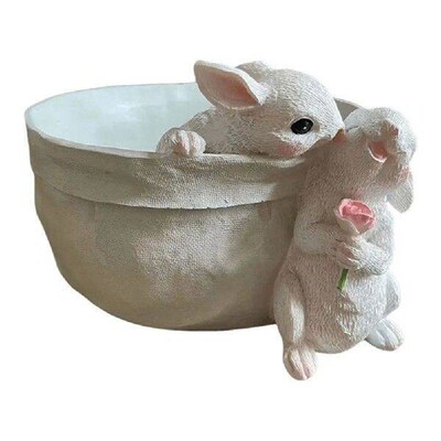 Adorable Bunny Planter Pot Resin Cute Animal Planter