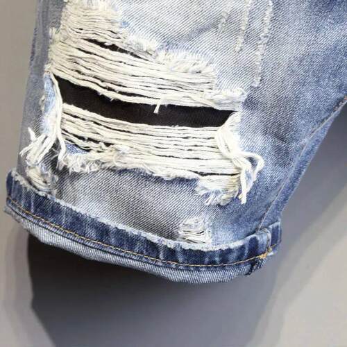 Summer 2023 Light Blue Ripped Cat Whisker Patch Letter Print
