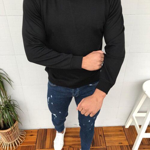 Mens long sleeve sanitary round neck casual trend mens bot