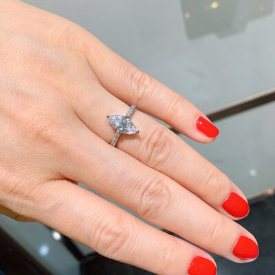 Marquise cut 3ct Lab Diamond cz Ring 925 sterling silver Eng
