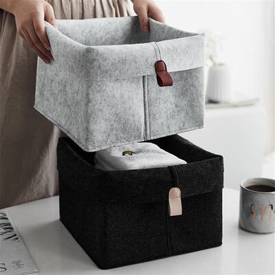 1pc Felt Storage Basket Living Room Tea Table Black Gray Sun