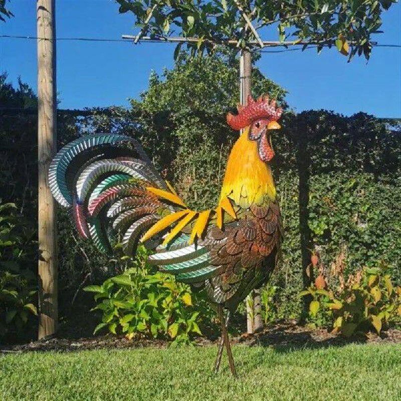 Metal Garden Sculpture Iron Rooster Statue Garden图片
