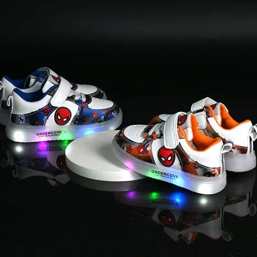 Led Light Shoes for Kids Fashion Cartoon Spiderman Boys Snea