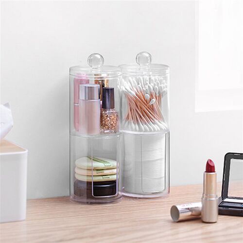Acrylic Makeup Organizer Cotton Swabs Qtip Container Cosmeti