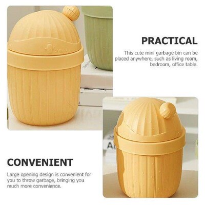 Cute Desktop Trash Can Mini Cactus Garbage Can Tiny Plastic