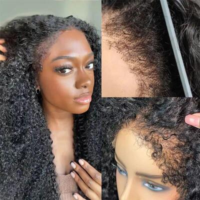 360 Lace Frontal Wigs Human Hair Kinky Curly HD Transparent