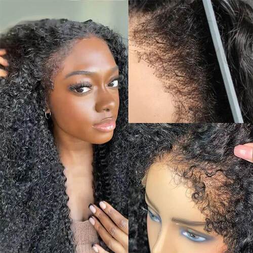 360 Lace Frontal Wigs Human Hair Kinky Curly HD Transparent
