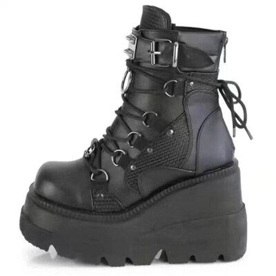 New Women Punk Gothic Motorcycle Boots 2023 Platform Chunky