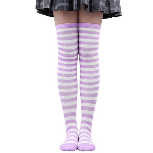 Fashion Striped Knee Socks Women Cotton Stockings Thigh High
