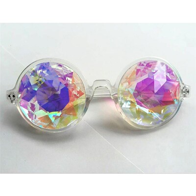 1pcs Clear Round Glasses Kaleidoscope Eyewears Crystal Lens