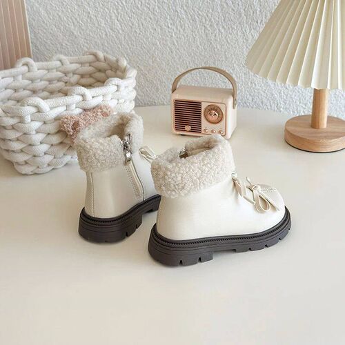 Girls Padded Fashion Leather Boots 2-18 Years Old Thickened