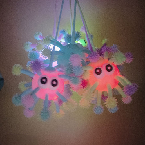 LED Light Up Glowing Hair Flash Ball Baby Elasticity Fun Toy