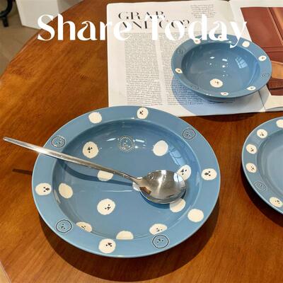 Ceramic tableware, household cute soup plate, dining plate