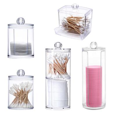 Acrylic Makeup Organizer Cotton Swabs Qtip Container Cosmeti