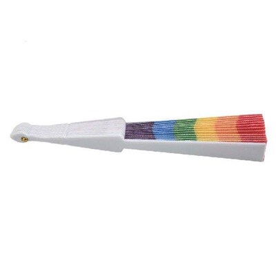 1pc Rainbow Handheld Folding Fan 21/23cm Foldable Hand Fan