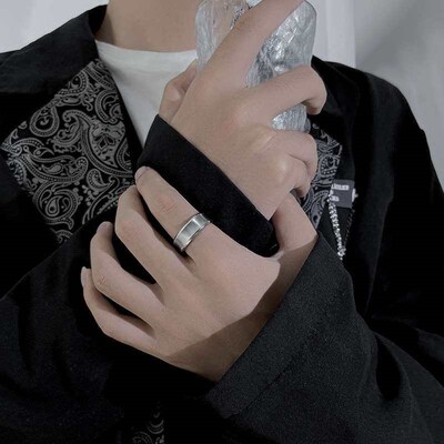 ins wind cold wind titanium steel ring male concave ring sim