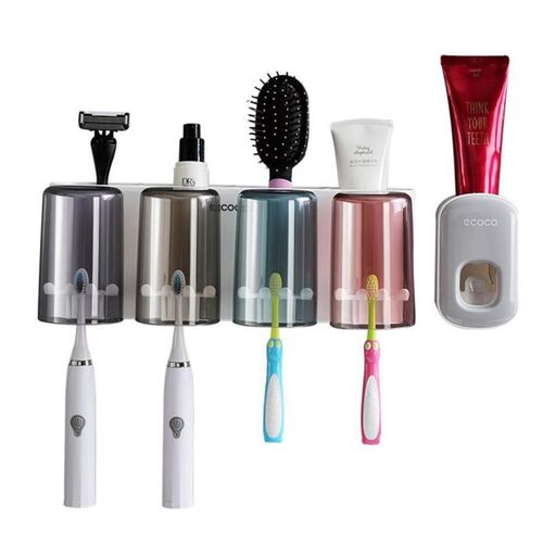 toothbrush tooth cup holder wall rack bathroom mount home
