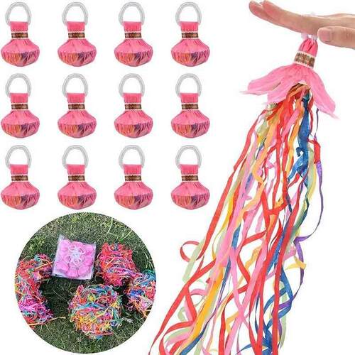 Hand-held confetti streamers, pull-string confetti poppers,