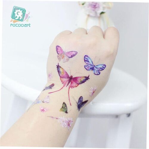 Rocooart Butterfly Tattoo Sticker For Children Birthday Gift