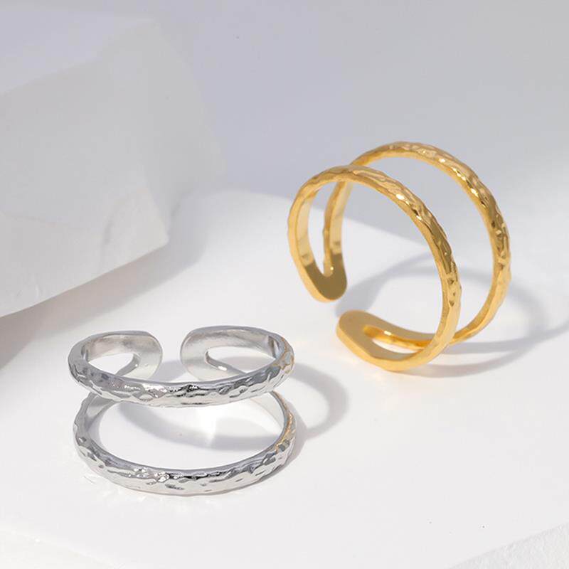 rendy Stainless Steel Rings for Women Flower Heart Adjustabl - 实物图