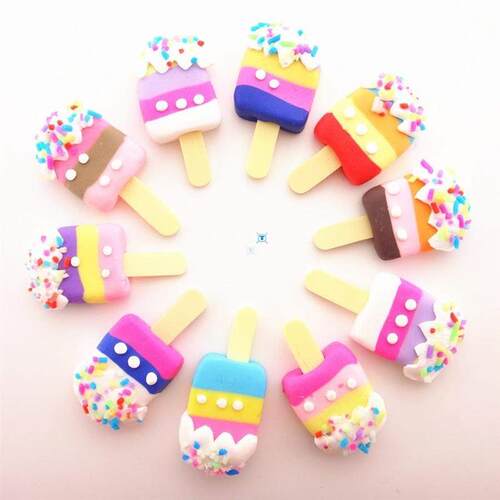 10pcs/lot  17*34MM Mix Colors Kawaii Soft Clay Rainbow Ice