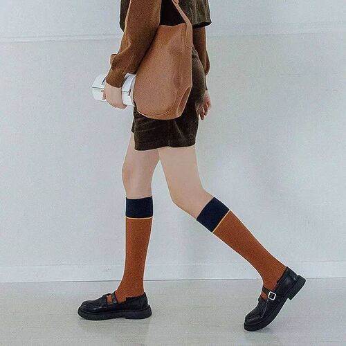 Autumn/winter new ins calf socks Day Color matching student