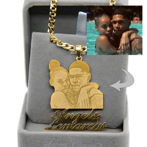 Personalized Mothers Day Gift Custom Photo Engraved Necklac