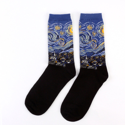 Cotton Socks Men Starry Night Winter Retro Women Personality