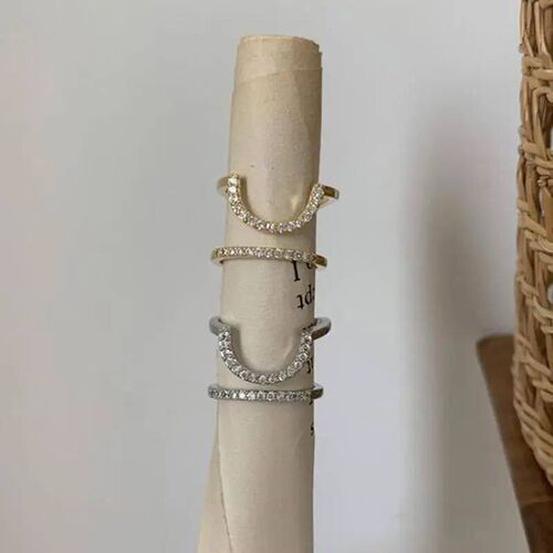 Geometric Open Adjustable Nail Ring Korean Fashion Rhineston