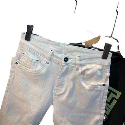 Summer New Denim Shorts Mens White Cool Shorts Popular Wash