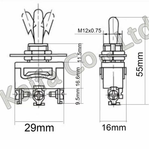 2PCS 3P 123 Double Reset Toggle Rocker Switch (ON)-OFF-(ON)