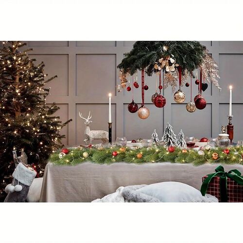 6ft Christmas Green Garland with LED Lights Realistic Cedar