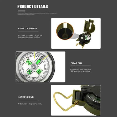 Multi-functional Portable Compass Phosphorescent Lensatic Co