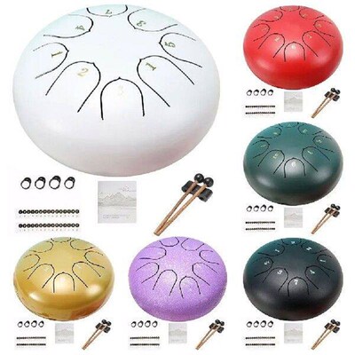 6 Inch 8 Notes Steel Tongue Drum with Drum Mallets Stickers