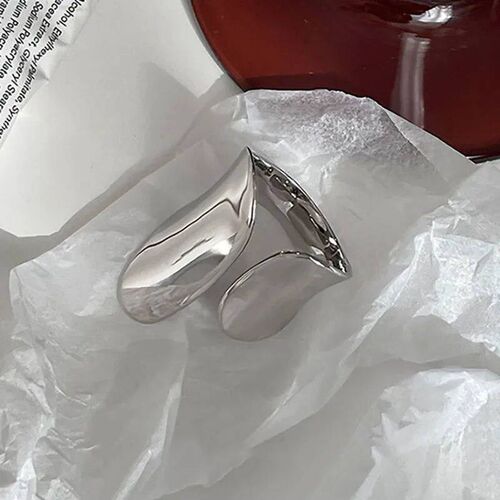 Foxanry Minimalist Silver Color Cuff Rings for Women Couples