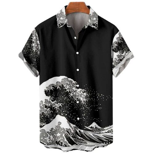 Mens Hawaiian Shirts D Printed Short Sleeves casual Lapel