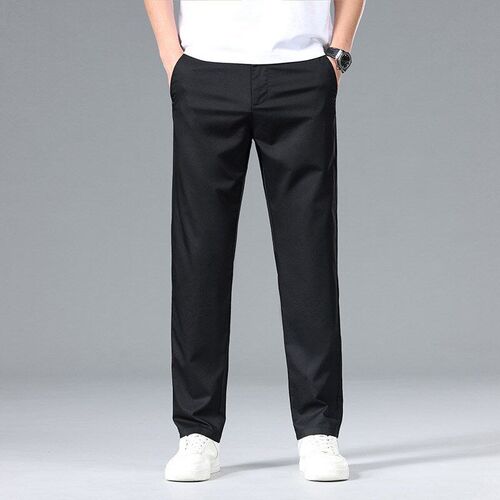 Summer Thin Icy Silk Mens Pants Middleaged Dads Casual Quick