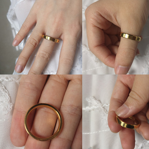 4mm Simple Smooth Women Rings Black Stainless Steel Men Ring