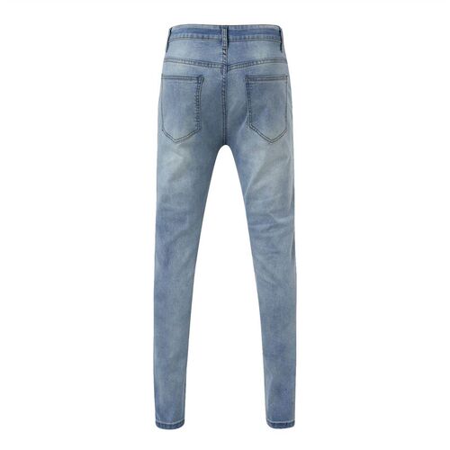 Mens pants with holes, worn white denim pants, small leg