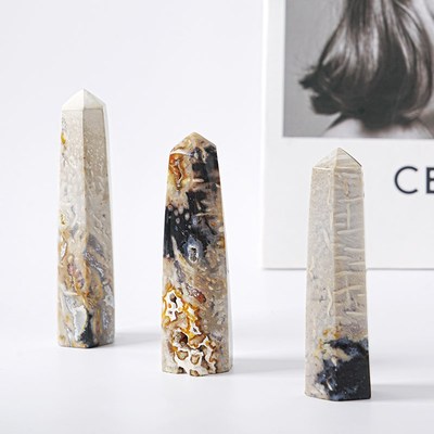 亿年木化石手把件六棱柱办公家居矿石摆件创意装饰送礼摆设印章石