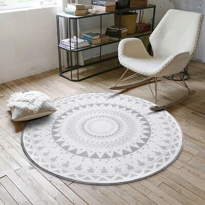 Nordic Modern Plush Floor Rug Round Area Carpet For Living