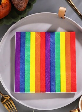 Rainbow Table Paper Napkins, Simple, Colorful, Striped,Paper